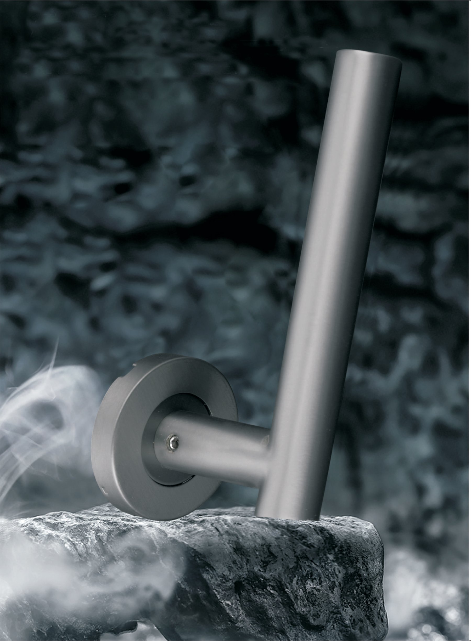 Stainless steel lever handle outdoors